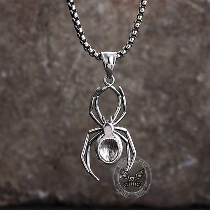 Punk Gemstone Spider Stainless Steel Animal Pendant