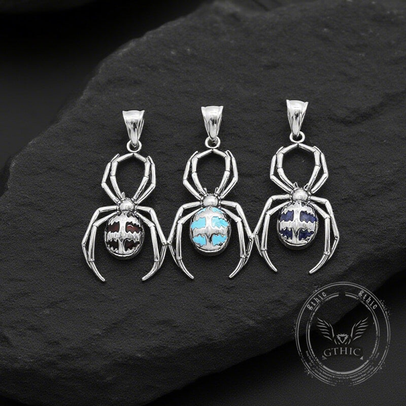 Punk Gemstone Spider Stainless Steel Animal Pendant