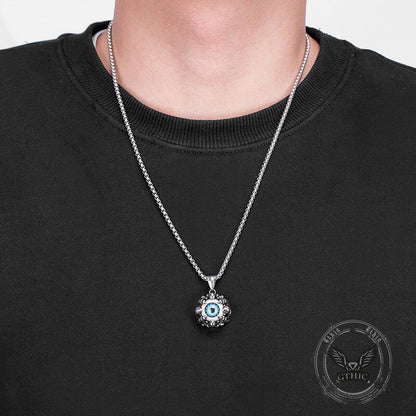 Punk Hiphop Evil Eye Stainless Steel Skull Pendant