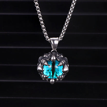 Punk Hiphop Evil Eye Stainless Steel Skull Pendant