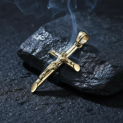 Punk Jesus Suffering Stainless Steel Cross Pendant