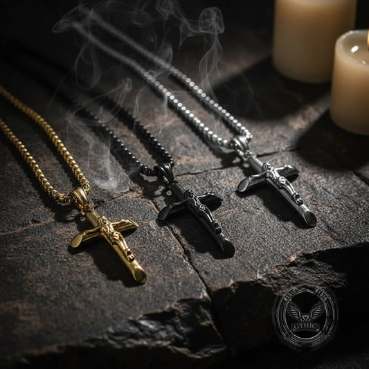 Punk Jesus Suffering Stainless Steel Cross Pendant