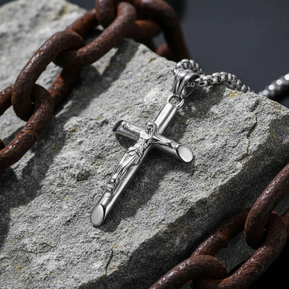 Punk Jesus Suffering Stainless Steel Cross Pendant