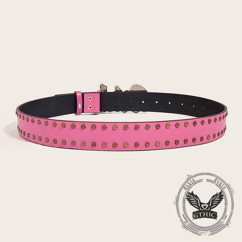 Punk Letter Bitch Buckle Rivet Pu Leather Belt