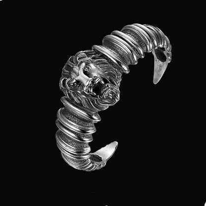 Punk Lion Head Skull Stainless Steel Biker Open Bracelet