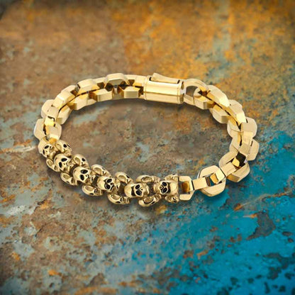 Punk Multi-skull Spliced Stainless Steel Bracelet