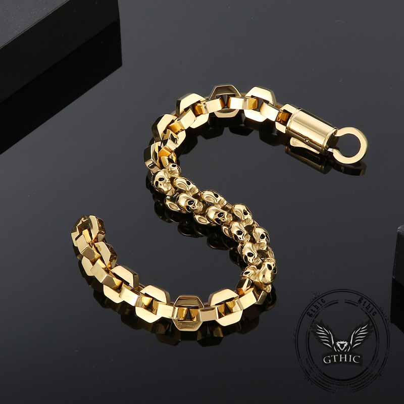 Punk Multi-skull Spliced Stainless Steel Bracelet