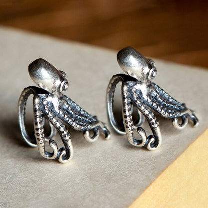 Punk Octopus Sterling Silver Ear Cuff