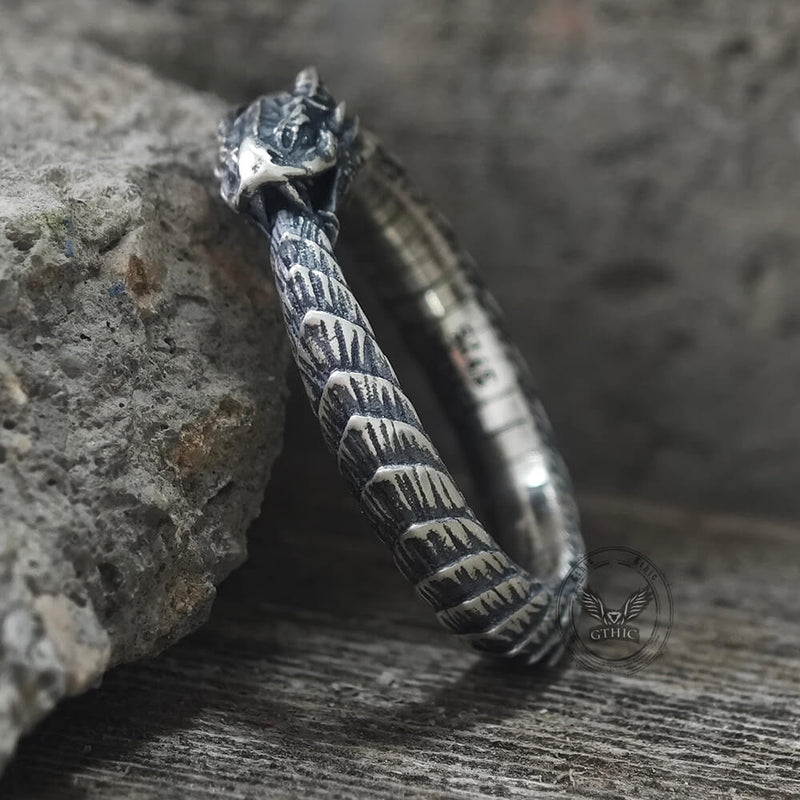 Punk Ouroboros Snake Sterling Silver Ring