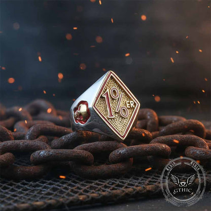 Punk Rhombus 1%er Skull Stainless Steel Ring