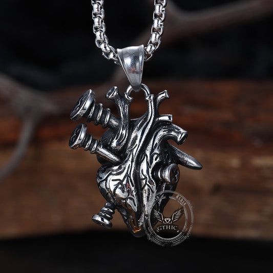 Punk Screw Heart Stainless Steel Gothic Pendant