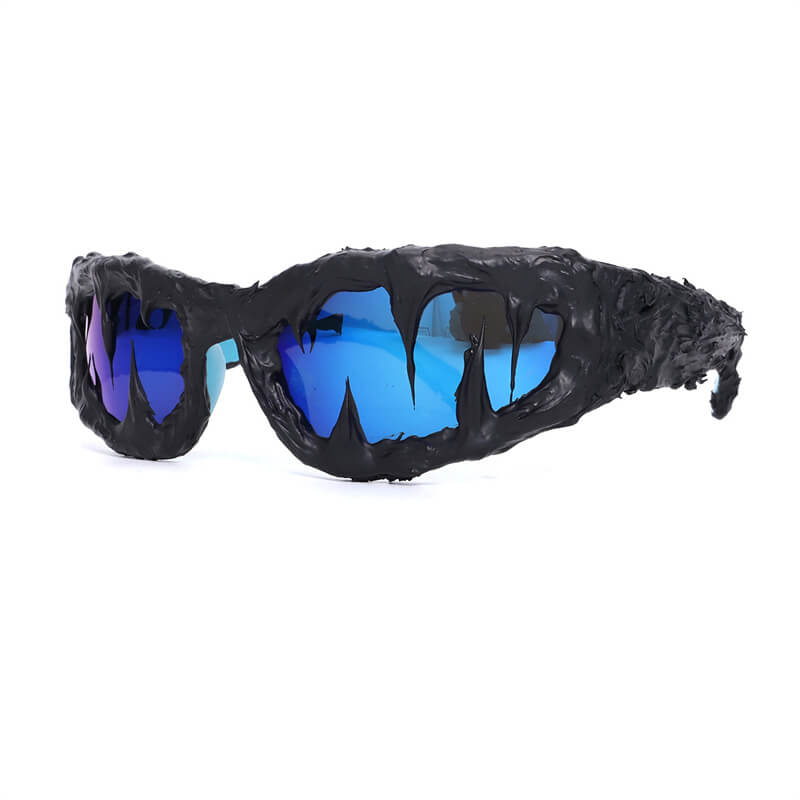 Punk Sharp Teeth Design Drip Glue Pc Sunglasses