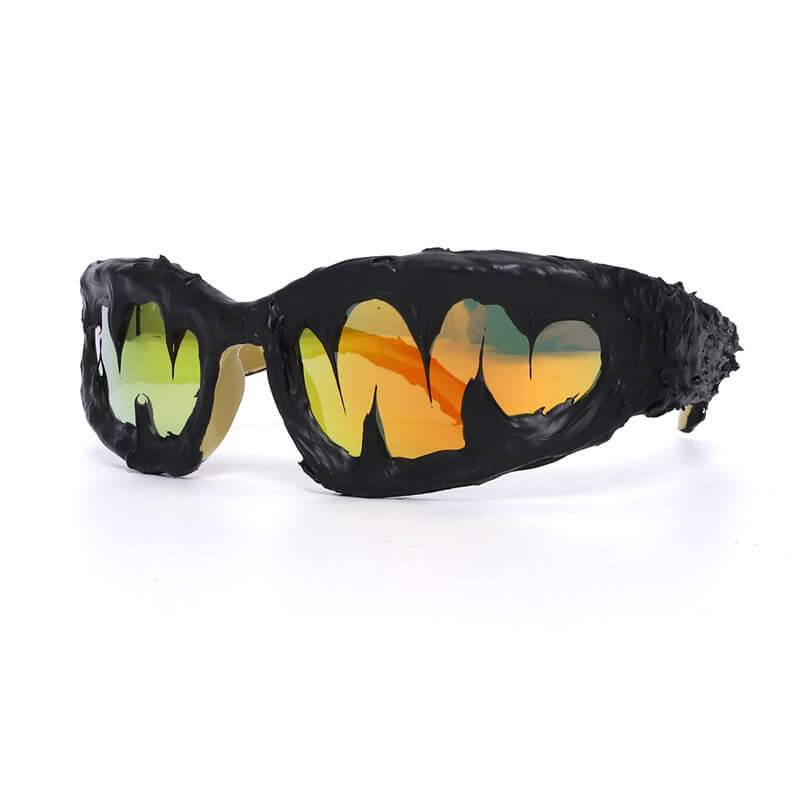 Punk Sharp Teeth Design Drip Glue Pc Sunglasses