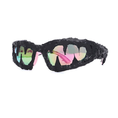 Punk Sharp Teeth Design Drip Glue Pc Sunglasses