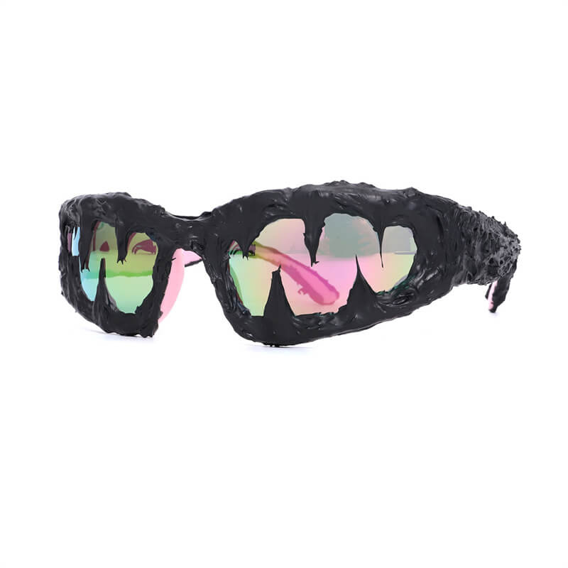 Punk Sharp Teeth Design Drip Glue Pc Sunglasses