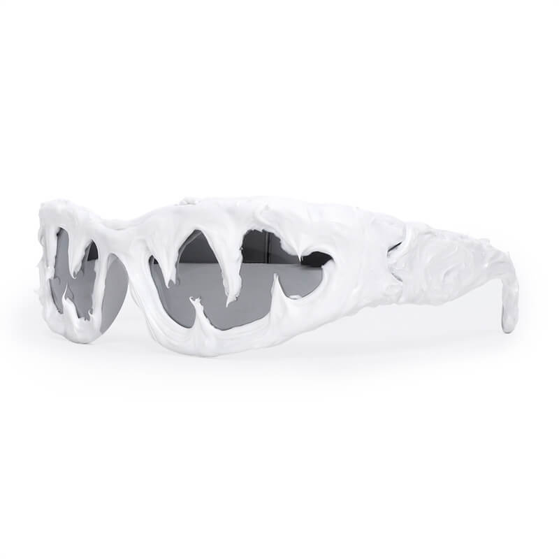 Punk Sharp Teeth Design Drip Glue Pc Sunglasses
