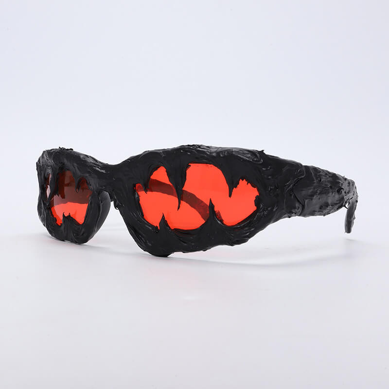 Punk Sharp Teeth Design Drip Glue Pc Sunglasses
