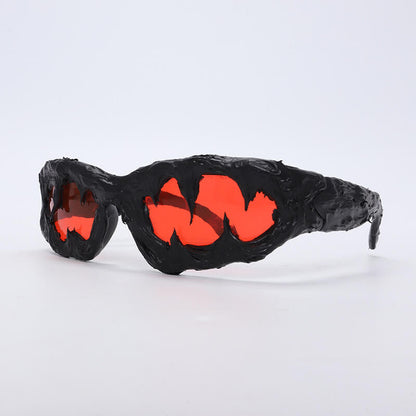 Punk Sharp Teeth Design Drip Glue Pc Sunglasses