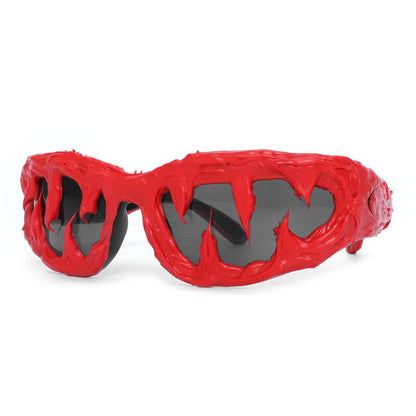 Punk Sharp Teeth Design Drip Glue Pc Sunglasses