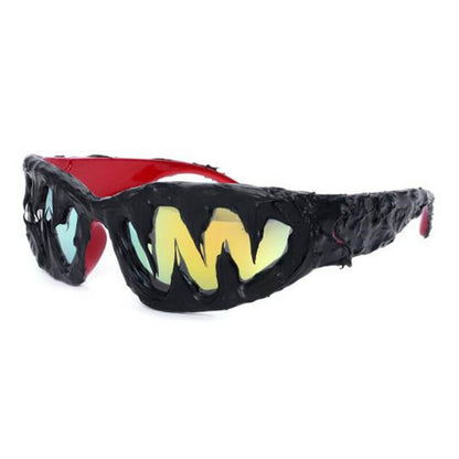 Punk Sharp Teeth Design Drip Glue Pc Sunglasses