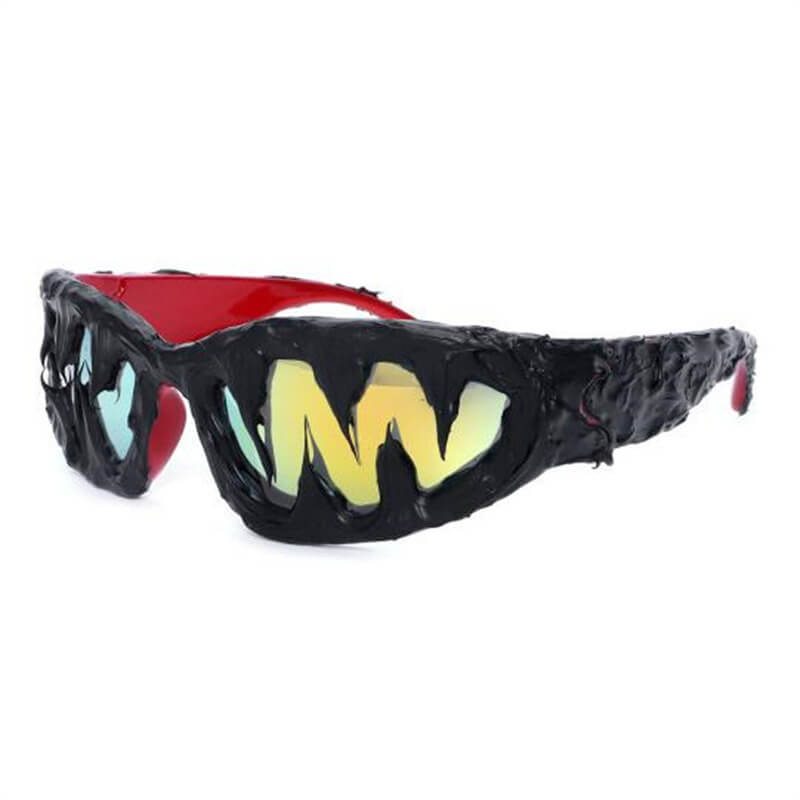 Punk Sharp Teeth Design Drip Glue Pc Sunglasses