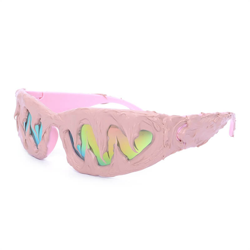 Punk Sharp Teeth Design Drip Glue Pc Sunglasses