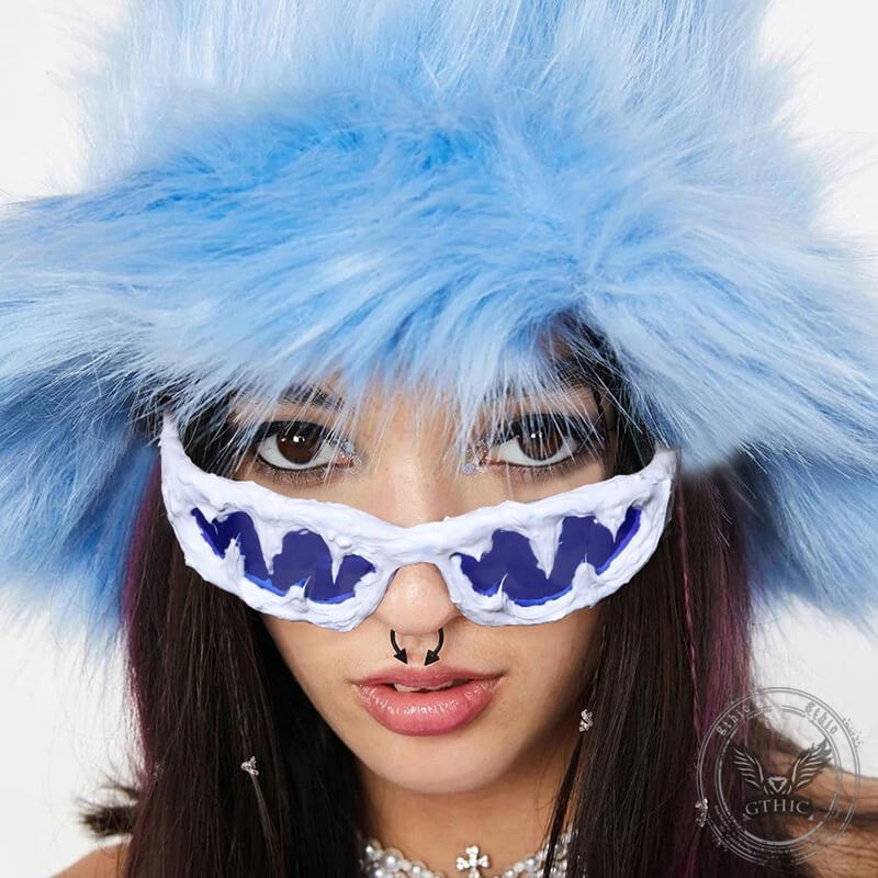 Punk Sharp Teeth Design Drip Glue Pc Sunglasses