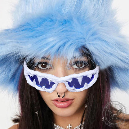 Punk Sharp Teeth Design Drip Glue Pc Sunglasses