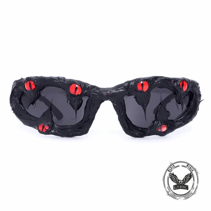 Punk Sharp Teeth Eyeballs Drip Glue Pc Sunglasses