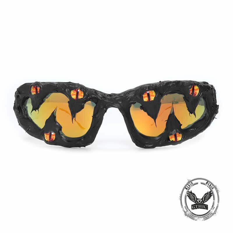 Punk Sharp Teeth Eyeballs Drip Glue Pc Sunglasses