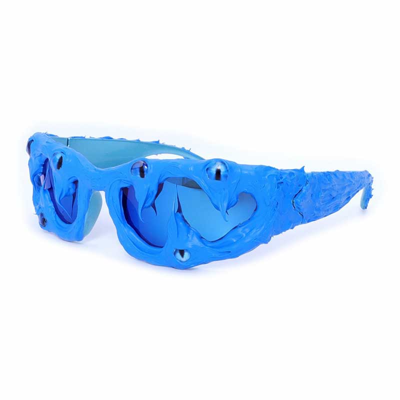 Punk Sharp Teeth Eyeballs Drip Glue Pc Sunglasses