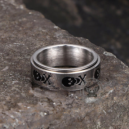 Punk Skull Crossbone Stainless Steel Spinner Ring