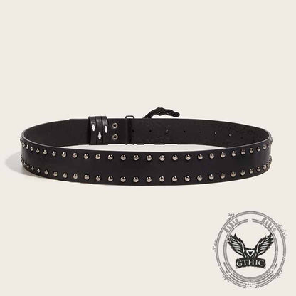 Punk Skull Hand Buckle Rivet Pu Leather Belt