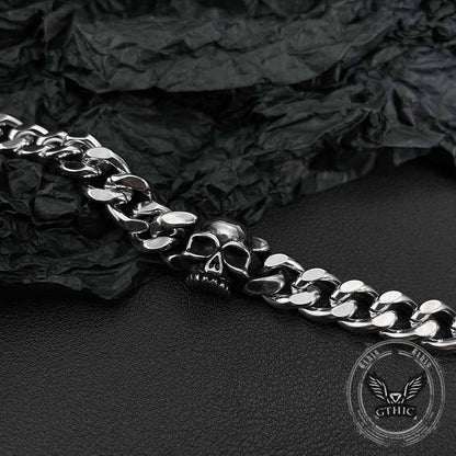 Punk Skull Head Cuban Link Stainless Steel Bracelet