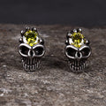 Punk Skull Head Stainless Steel Gemstone Earrings