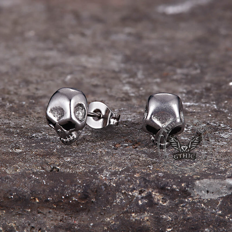 Punk Skull Head Stainless Steel Stud Earrings