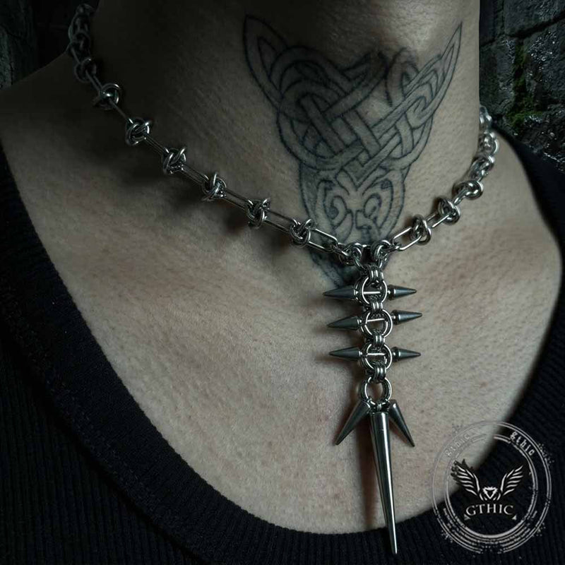 Punk Spiked Piercing Stainless Steel Clavicle Necklace
