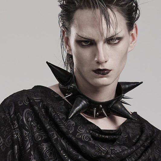 Punk Spikes Pu Leather Choker Necklace