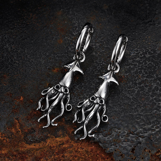 Punk Squid Stainless Steel Marine Hoop Earrings