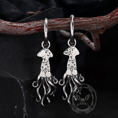 Punk Squid Stainless Steel Marine Hoop Earrings