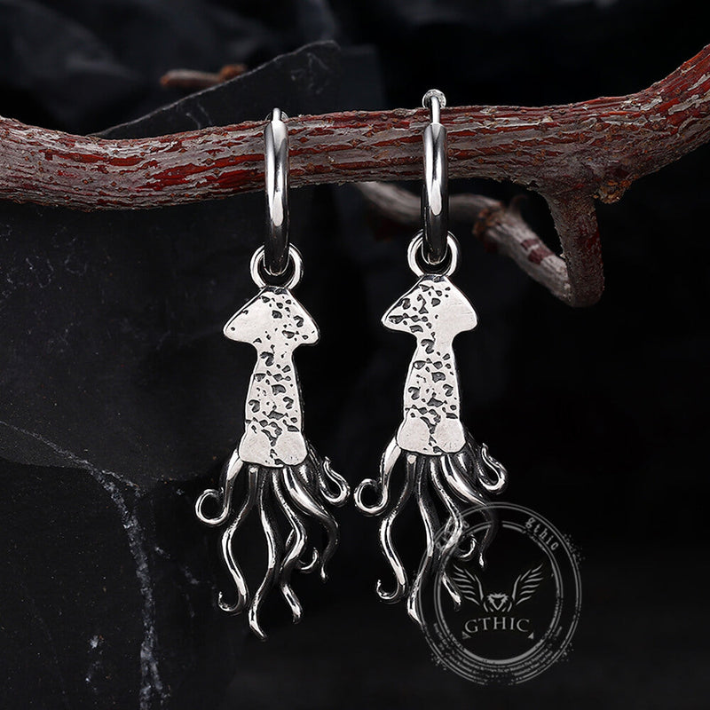Punk Squid Stainless Steel Marine Hoop Earrings