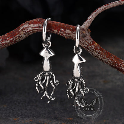 Punk Squid Stainless Steel Marine Hoop Earrings