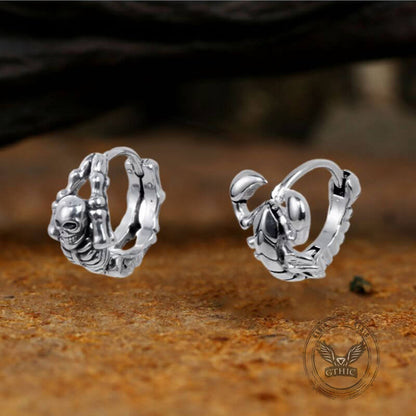 Punk Street Scorpion Stainless Steel Skull Hoop Earrings