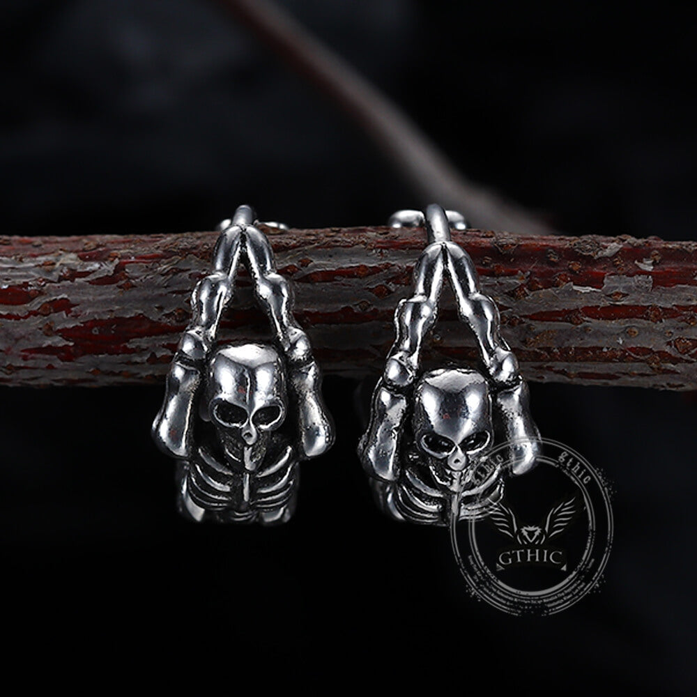 Punk Street Scorpion Stainless Steel Skull Hoop Earrings
