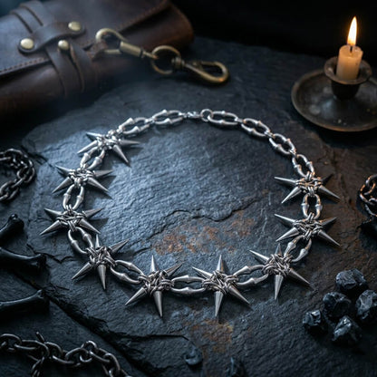 Punk Studded Stainless Steel Clavicle Necklace