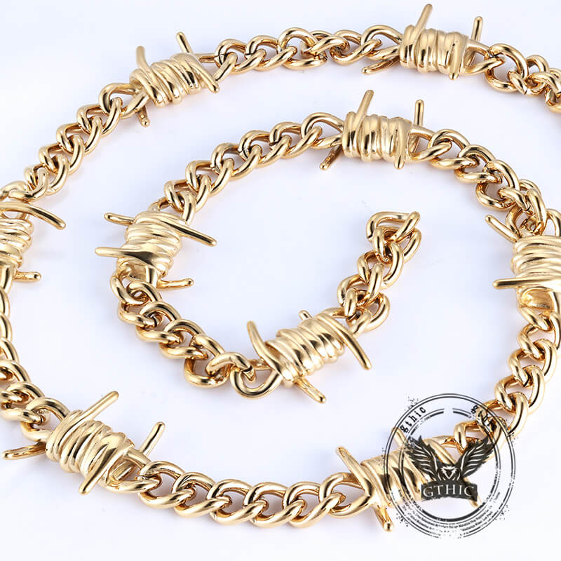 Punk Thorn Chunky Stainless Steel Necklace