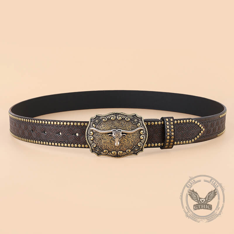 Punk Western Cowboy Wild Bull Pu Leather Belt