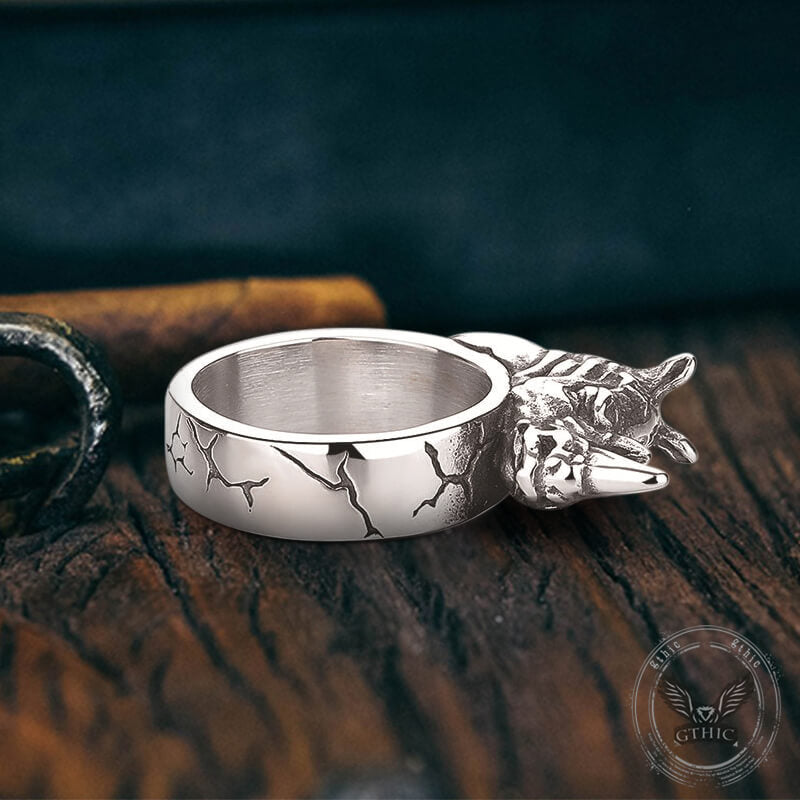 Punk Wild Rhino Stainless Steel Ring