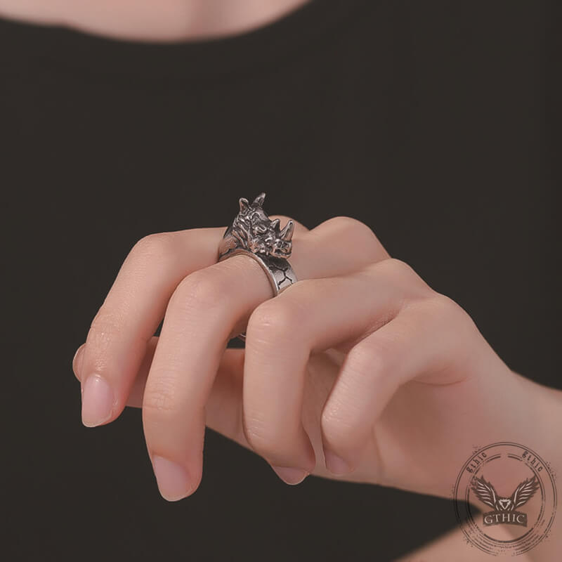 Punk Wild Rhino Stainless Steel Ring