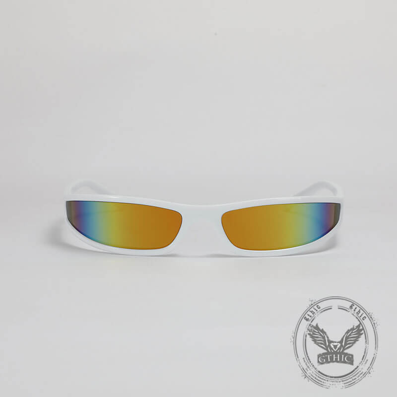 Punk Y2k Narrow Frame Colorful Uv-proof Pc Sunglasses